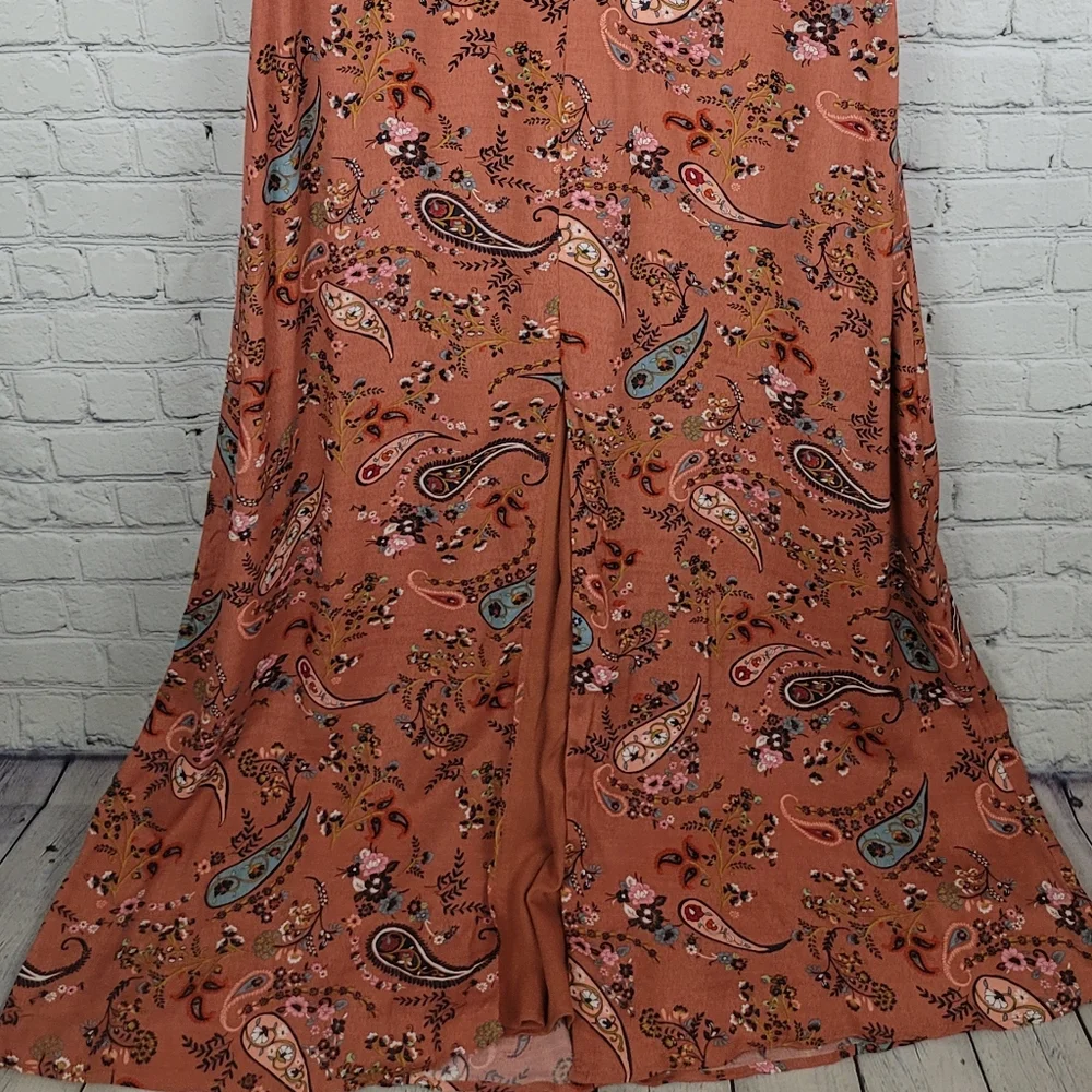 WILLOW & CLAY | floral flower ruffle front slit maxi dress - Picture 5 of 11